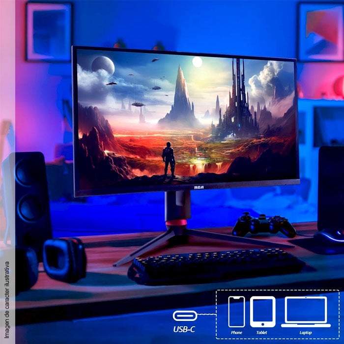 Monitor 27" FHD RC270MF RCA Color negro con tecnología de protección ocular.