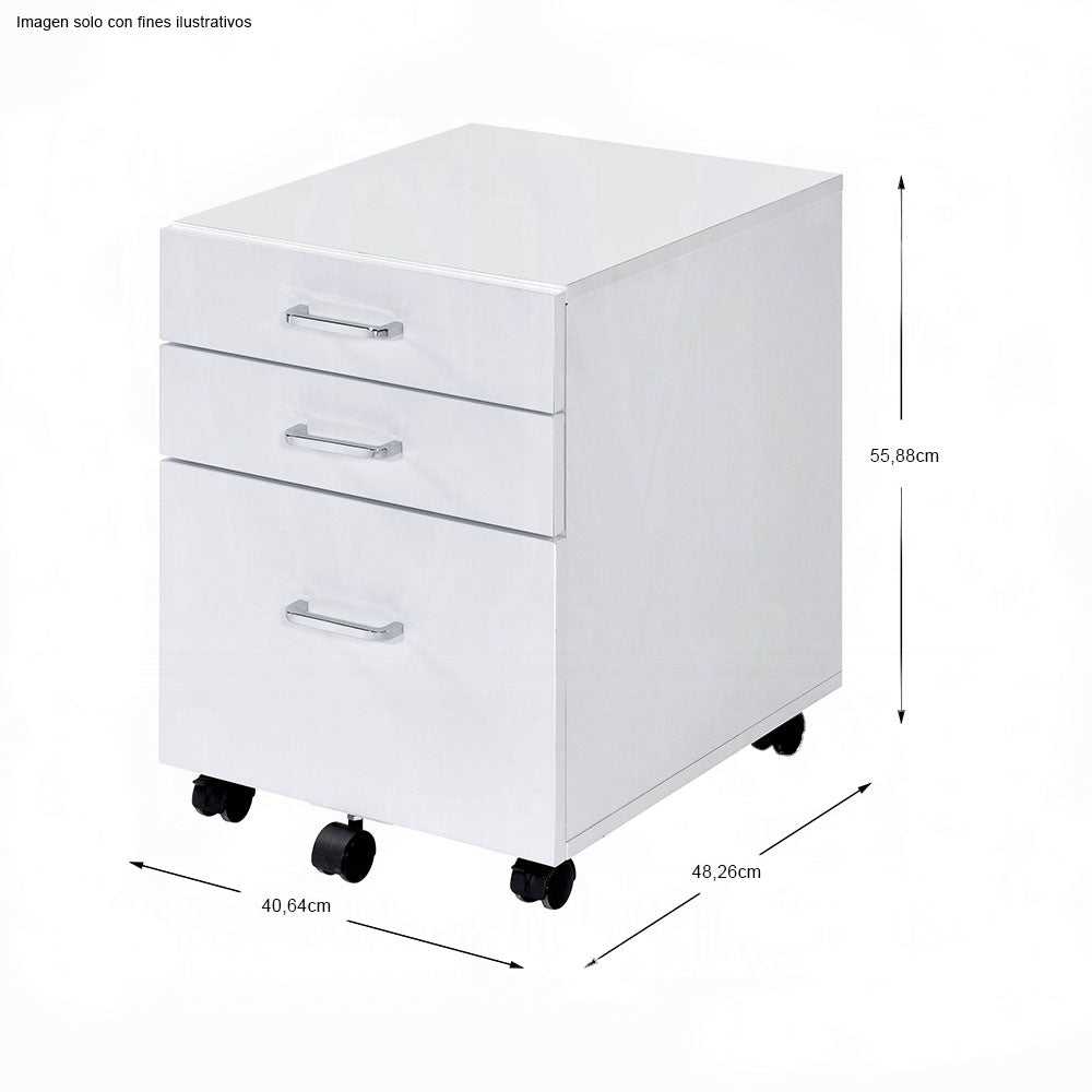 Gabinete Tennos 93194 color blanco 3 gavetas con ruedas