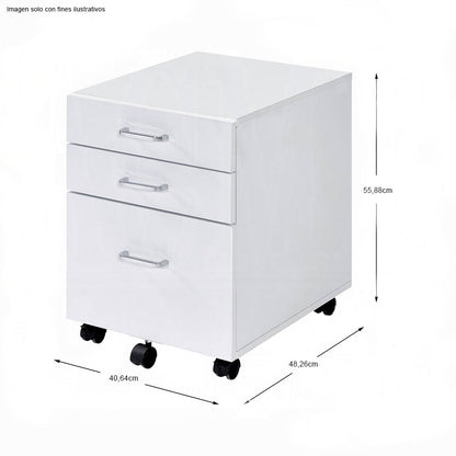Gabinete Tennos 93194 color blanco 3 gavetas con ruedas