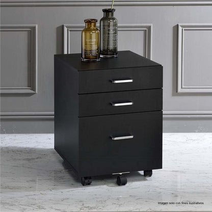 Gabinete Tennos 93199 color negro 3 gavetas con ruedas
