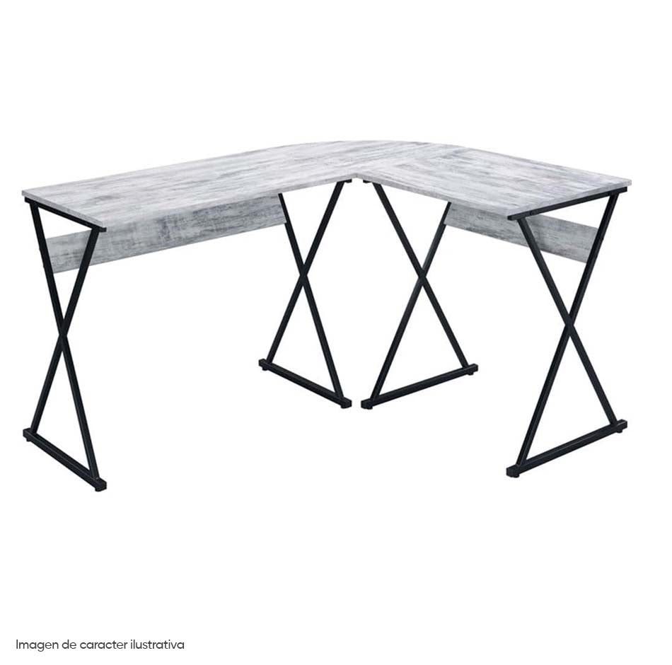 ESCRITORIO EN L  ZAFIRI SOBRE GRIS PATAS NEGRAS 50 X 43" 92812