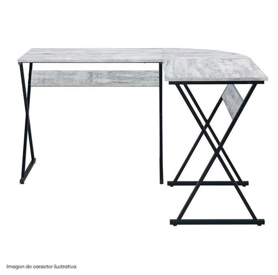 ESCRITORIO EN L  ZAFIRI SOBRE GRIS PATAS NEGRAS 50 X 43" 92812