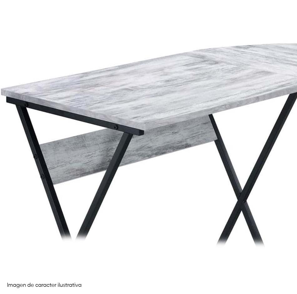 ESCRITORIO EN L  ZAFIRI SOBRE GRIS PATAS NEGRAS 50 X 43" 92812