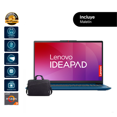 Laptop IdeaPad Slim 82XQ00M8GJ 15.6" Ryzen 3 7320U 8GB 512GB Incluye Bolso de hombro T210