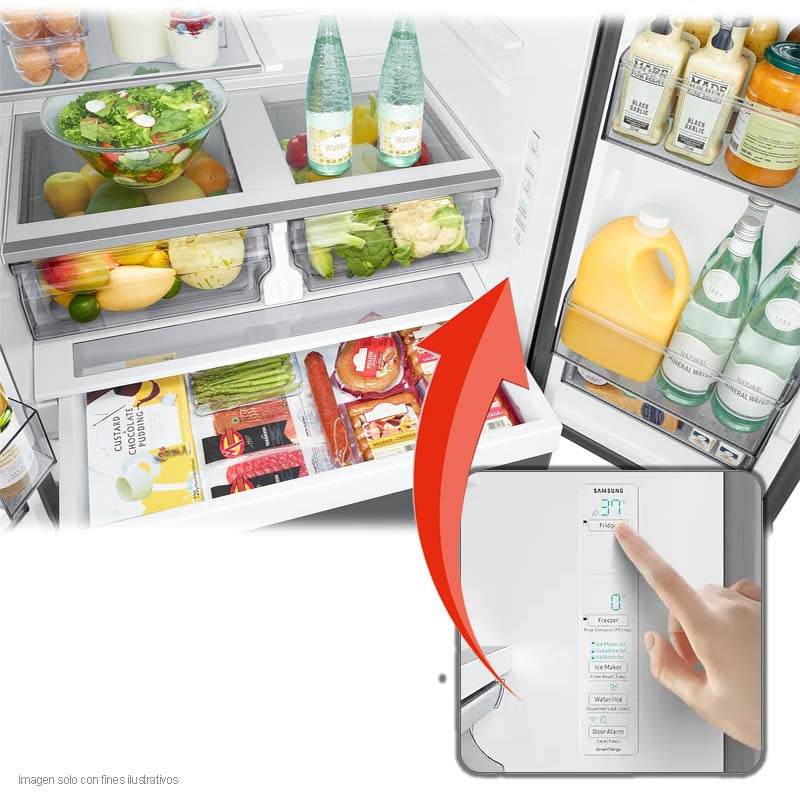 Refrigeradora French Door 31.3pc RF32CG5N10S9AP Samsung inverter de 3 puertas acero inoxidable