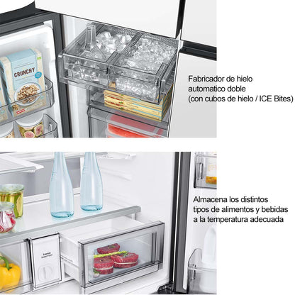 Refrigeradora 23PC French Door Bespoke, 4 puertas, Samsung color blanco limpio.