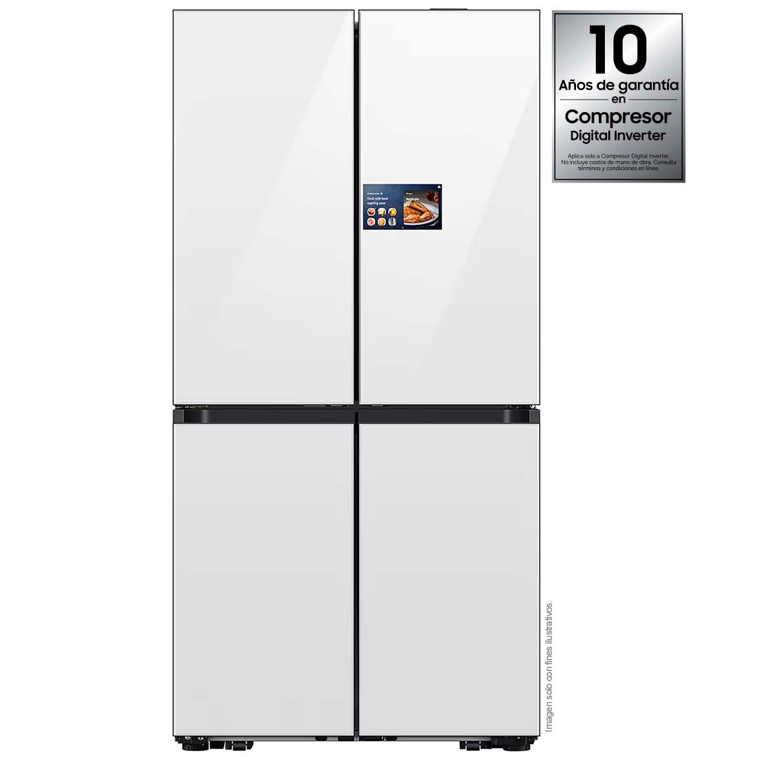 Refrigeradora 23PC French Door Bespoke, 4 puertas, Samsung color blanco limpio.