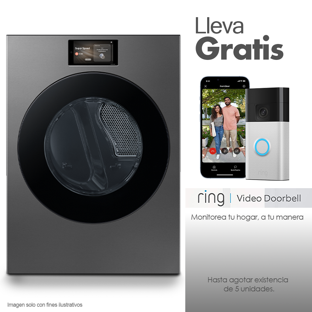 Secadora de 24kg a gas BESPOKE DV90F24UPSAP Samsung, pantalla táctil LCD de 7 pulgadas multi control