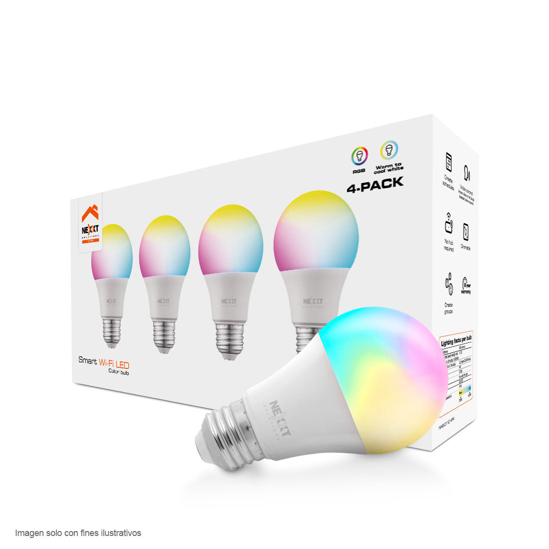 Pack de 4 bombillos Smart NHB-C110M RGB 110V -60HZ WI-FI Nexxt