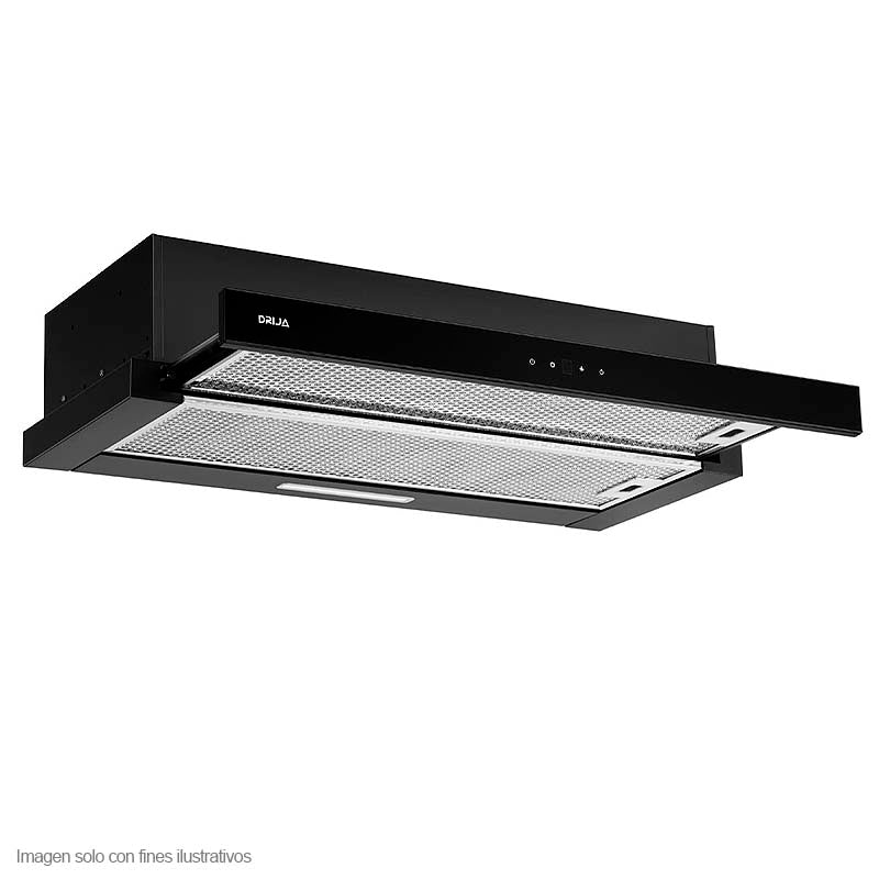 Extractor de grasa empotrable Retráctil Touch 76 Black Drija, Tamaño 75.8cm, panel touch, temporizador, 3 velocidades.