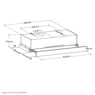 Extractor de grasa empotrable Retráctil Touch 76 Black Drija, Tamaño 75.8cm, panel touch, temporizador, 3 velocidades.
