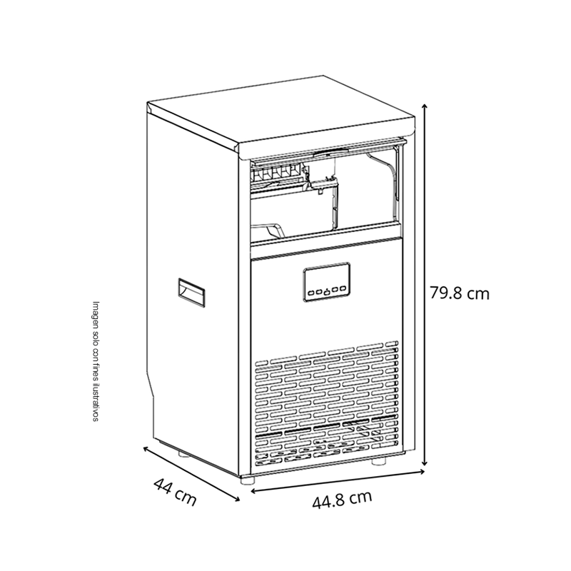 Fabricador de hielo FH45- Black | Drija, acero inoxidable Capacidad 45kg, forma de hielo cubos cuadrados producción continua.