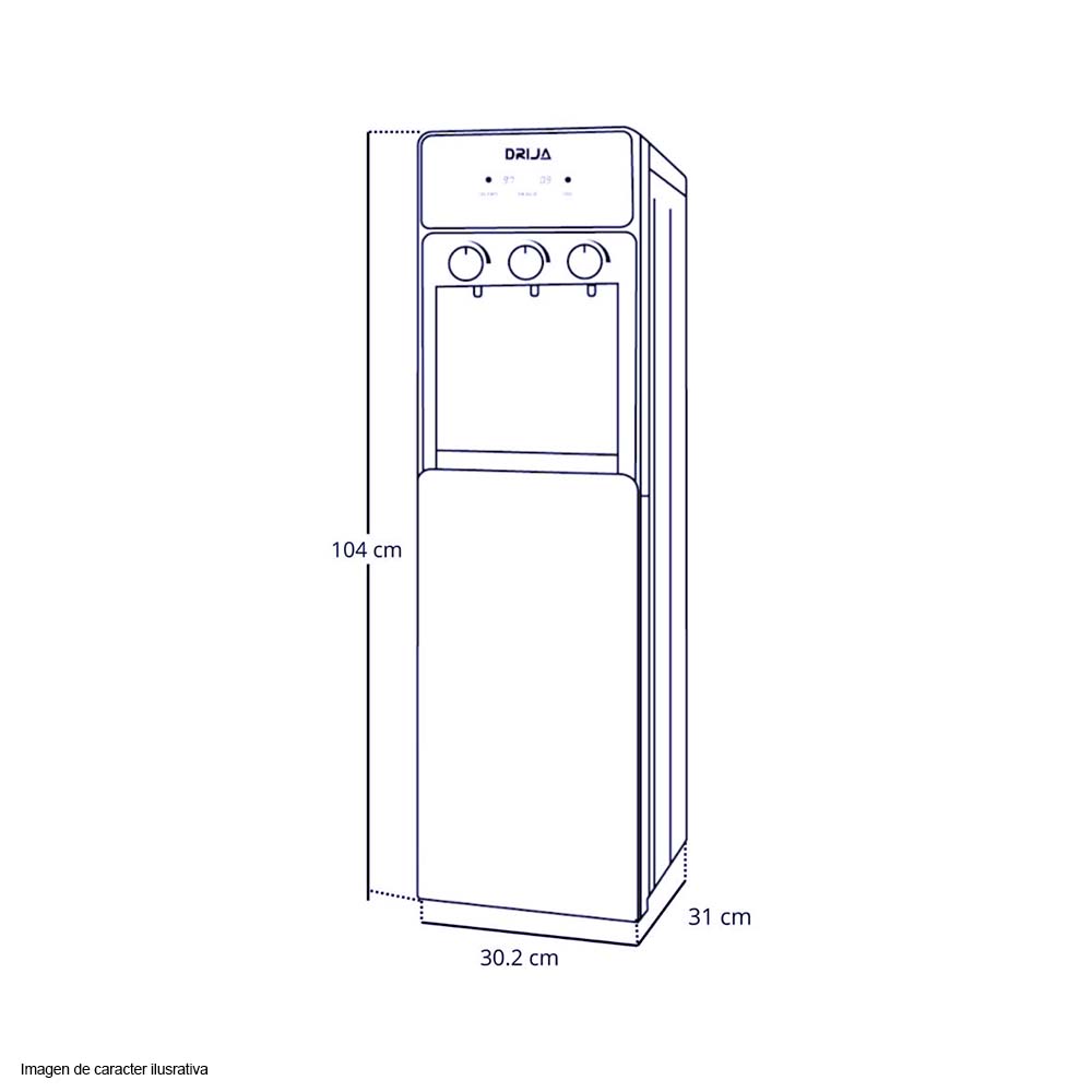 Dispensador de agua 20 litros modelo ACQUA Drija 3 ajustes de temperatura (fría, caliente o natural)