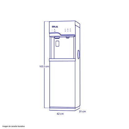 Dispensador de agua LUSSO Drija 20 galones carga inferior panel táctil 3 funciones en 1 (agua fría, agua caliente y hielo)