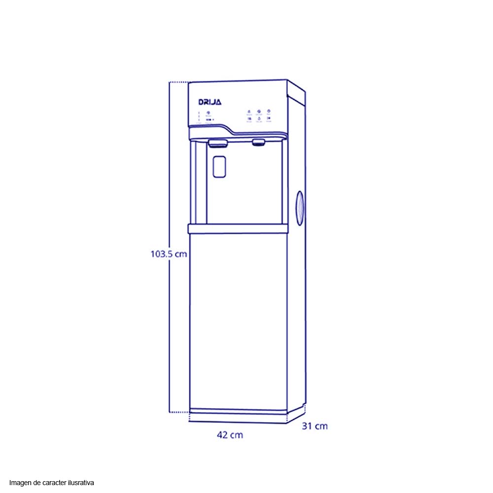 Dispensador de agua LUSSO Drija 20 galones carga inferior panel táctil 3 funciones en 1 (agua fría, agua caliente y hielo)