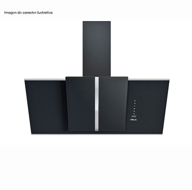 Extractor de grasa TRIANGOLO 76 Drija color vidrio negro con bordes acero inoxidable panel digital reloj digital