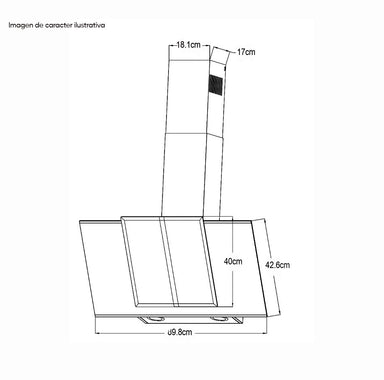 Extractor de grasa TRIANGOLO 76 Drija color vidrio negro con bordes acero inoxidable panel digital reloj digital