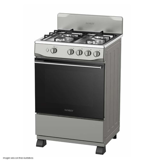 Estufa a gas de 24" BELL SL Sankey  4 quemadores, encendido eléctrico, color gris, cubierta en acero inox.