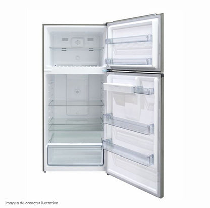 Refrigeradora Top Mount 20pc RF20IN81BD Sankey color acero inoxidable negro con dispensado de agua.