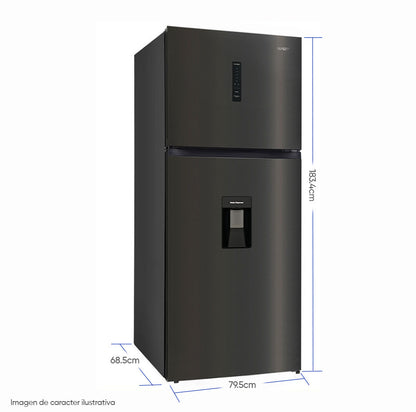Refrigeradora Top Mount 20pc RF20IN81BD Sankey color acero inoxidable negro con dispensado de agua.
