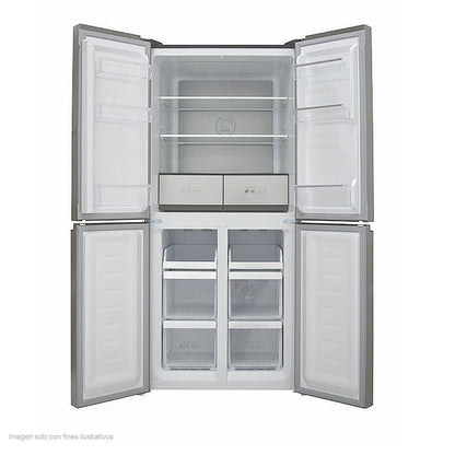 Refrigeradora 16.6pc RF-16F4BG Sankey 4 puertas tecnología inverter puertas de vidrio espejo en negro