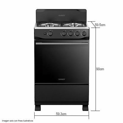 Estufa a gas de 24" BELL BL Sankey 4 quemadores color negro