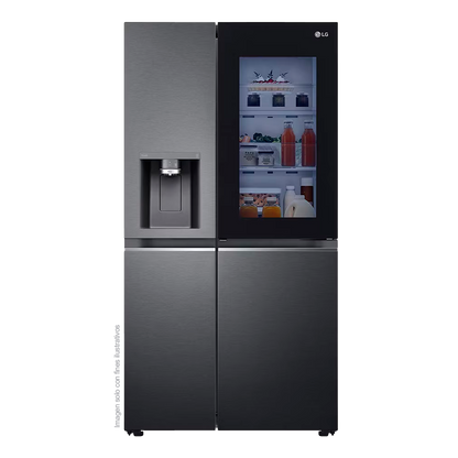 Refrigeradora Side By Side 22pc, VS25XHWCB, LG InstaView negro matte, metal decoration, Door Coolong, ThinQ