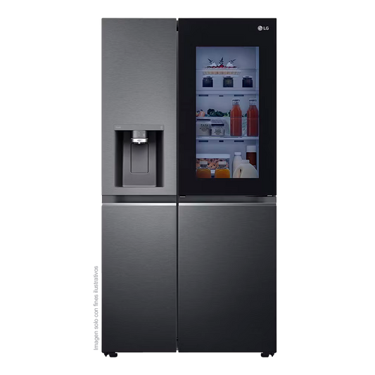 Refrigeradora Side By Side 22pc, VS25XHWCB, LG InstaView negro matte, metal decoration, Door Coolong, ThinQ