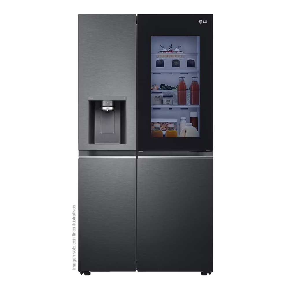 Refrigeradora Side By Side 22pc, VS25XHWCB, LG InstaView negro matte, metal decoration, Door Coolong, ThinQ