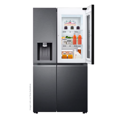 Refrigeradora Side By Side 22pc, VS25XHWCB, LG InstaView negro matte, metal decoration, Door Coolong, ThinQ
