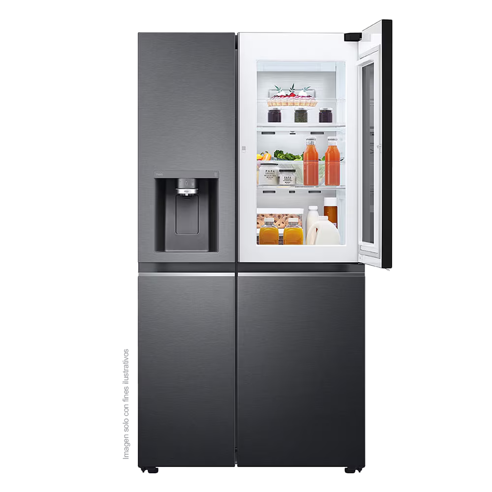 Refrigeradora Side By Side 22pc, VS25XHWCB, LG InstaView negro matte, metal decoration, Door Coolong, ThinQ