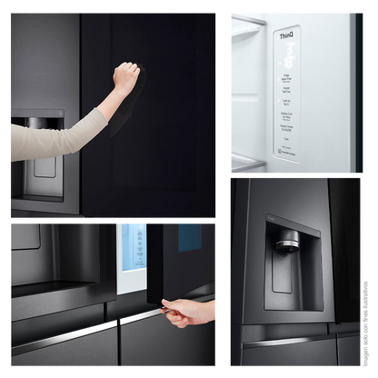Refrigeradora Side By Side 22pc, VS25XHWCB, LG InstaView negro matte, metal decoration, Door Coolong, ThinQ