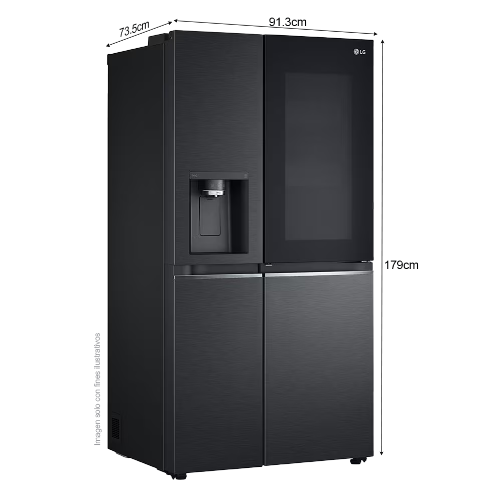 Refrigeradora Side By Side 22pc, VS25XHWCB, LG InstaView negro matte, metal decoration, Door Coolong, ThinQ