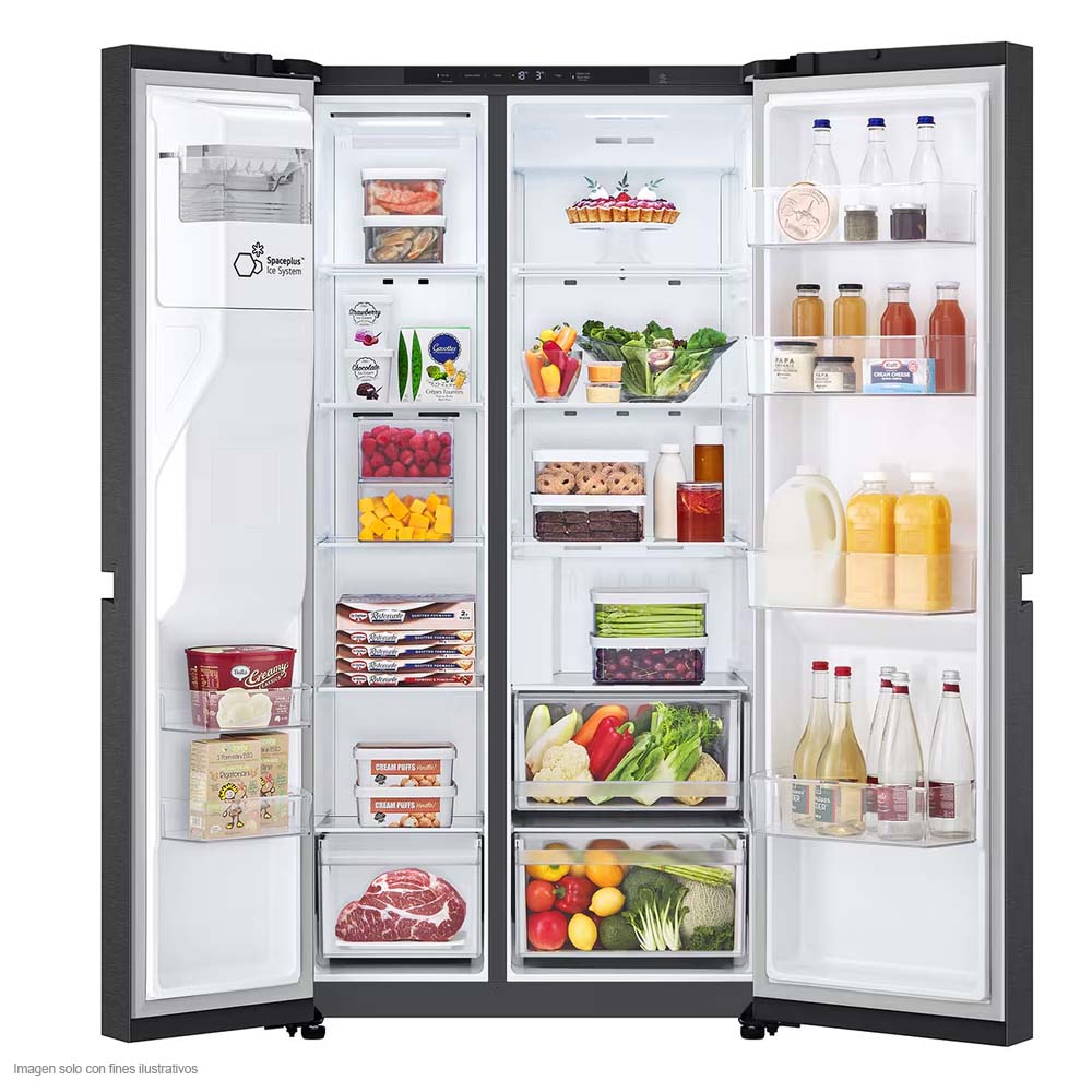 Refrigeradora 22pc Side By Side VS25LQIK de LG, color negro mate Smart inverter dispensador de agua