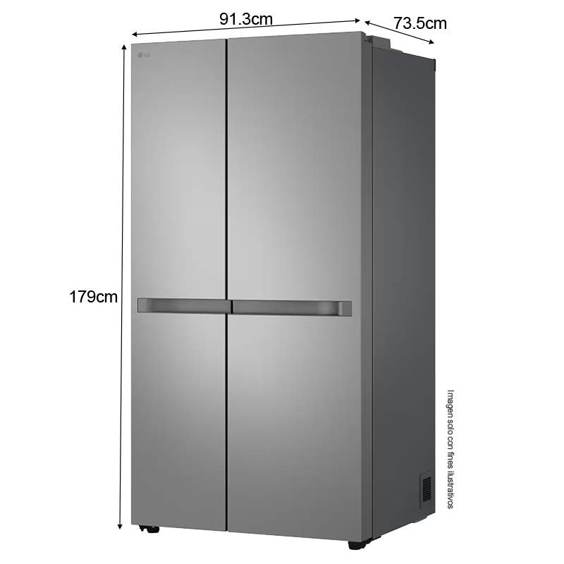 Refrigeradora 22pc Side By Side, VS25BJNK LG color silver, multi air flow, compresor inverter, iluminación LED