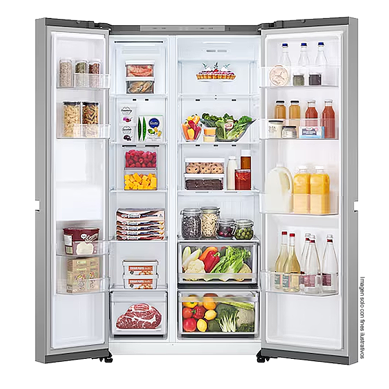 Refrigeradora 22pc Side By Side, VS25BJNK LG color silver, multi air flow, compresor inverter, iluminación LED