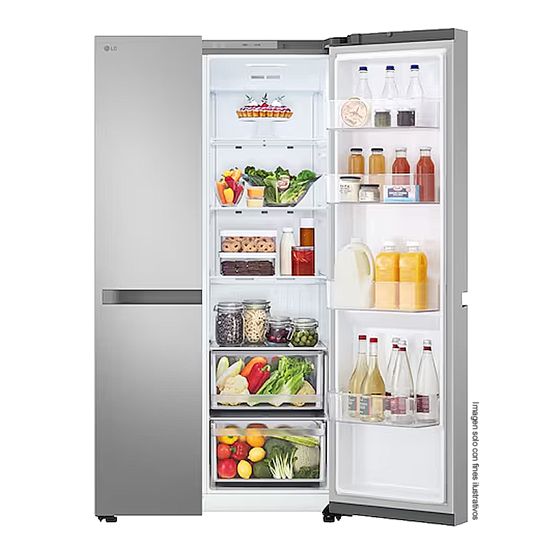 Refrigeradora 22pc Side By Side, VS25BJNK LG color silver, multi air flow, compresor inverter, iluminación LED