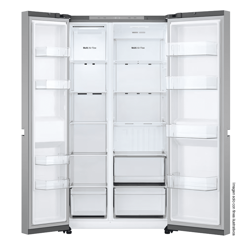 Refrigeradora 22pc Side By Side, VS25BJNK LG color silver, multi air flow, compresor inverter, iluminación LED