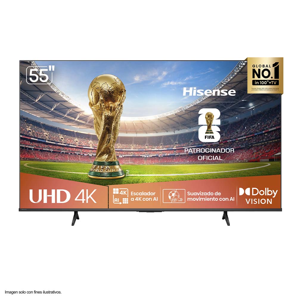 Televisor LED Smart UHD 55" 55A6NV, Hisense, 4K VIDAA