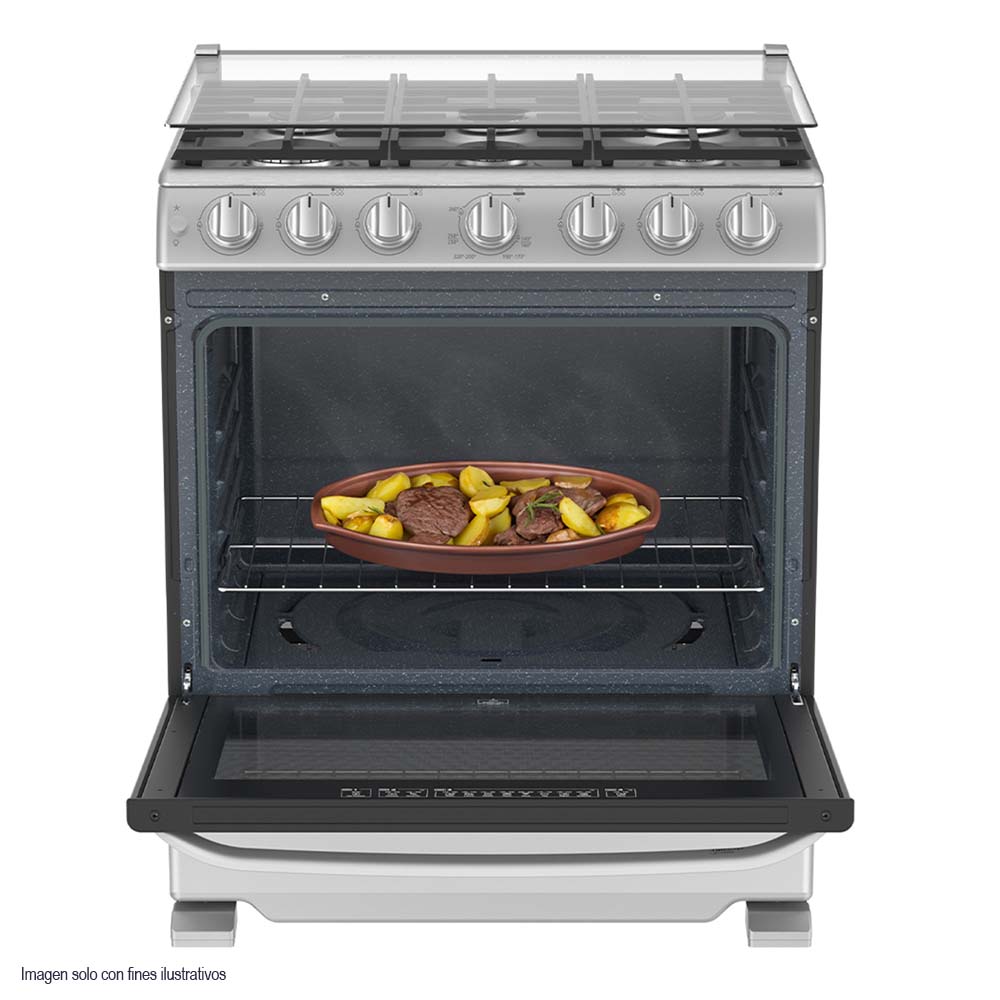 Estufa a gas de 30" WEM7659CFIS3 Mabe 6 quemadores acero inoxidable encendido eléctrico