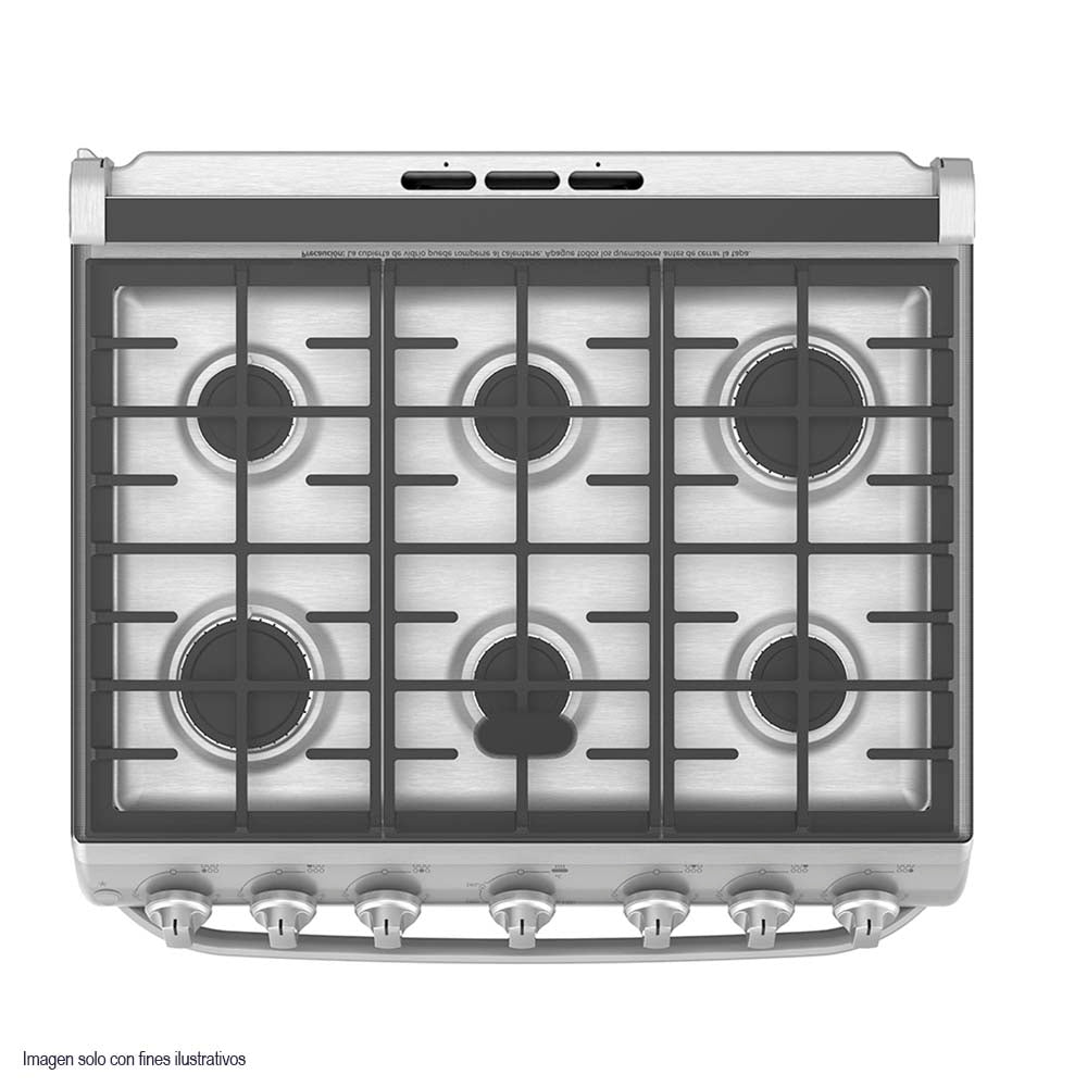 Estufa a gas de 30" WEM7659CFIS3 Mabe 6 quemadores acero inoxidable encendido eléctrico