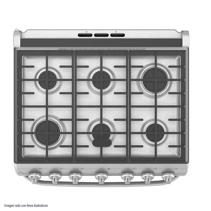 Estufa a gas de 30" WEM7659CFIS3 Mabe 6 quemadores acero inoxidable encendido eléctrico