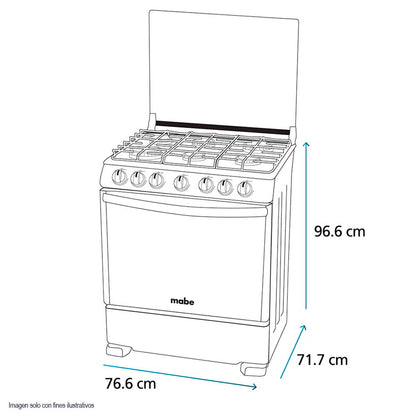 Estufa a gas de 30" WEM7659CFIS3 Mabe 6 quemadores acero inoxidable encendido eléctrico