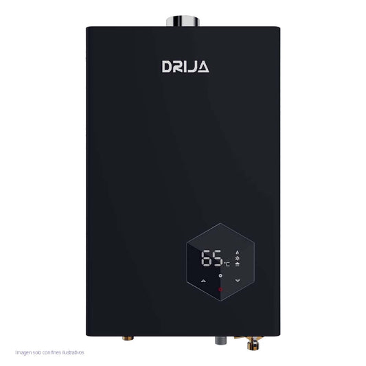 Calentador de agua a Gas CLT10LBLACK  Drija capacidad 10L/min temperatura de 35°C a 65°C color negro.