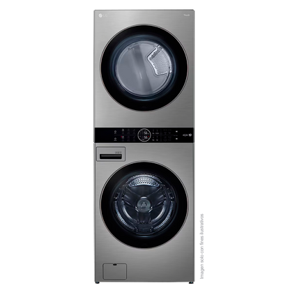 Centro de lavado a gas de 22kg WK22VS6P LG, color silver, panel central intuitivo, tecnología AI DD, lavado TurboWash 360