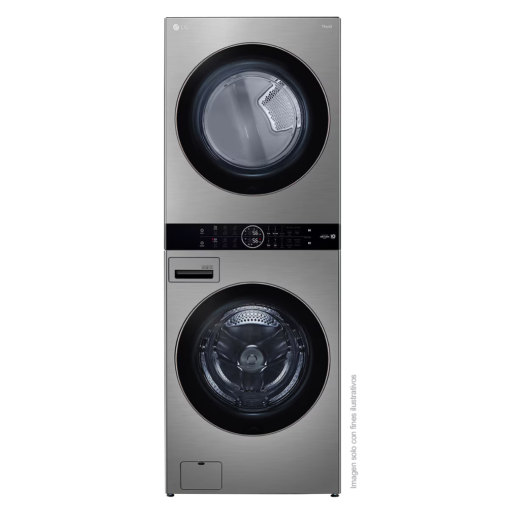 Centro de lavado a gas de 22kg WK22VS6P LG, color silver, panel central intuitivo, tecnología AI DD, lavado TurboWash 360