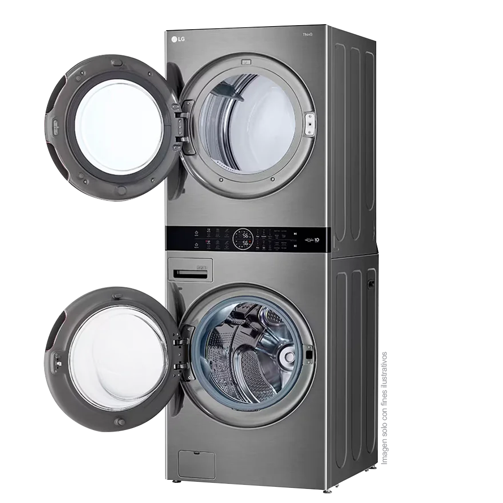 Centro de lavado a gas de 22kg WK22VS6P LG, color silver, panel central intuitivo, tecnología AI DD, lavado TurboWash 360
