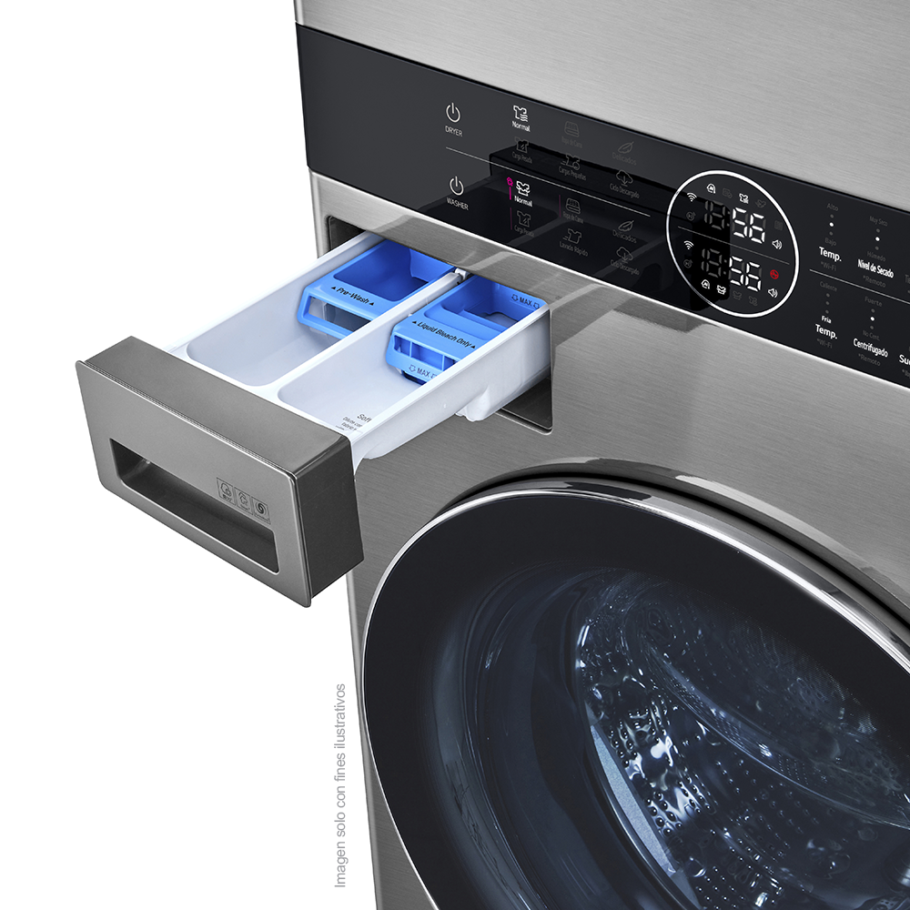 Centro de lavado a gas de 22kg WK22VS6P LG, color silver, panel central intuitivo, tecnología AI DD, lavado TurboWash 360