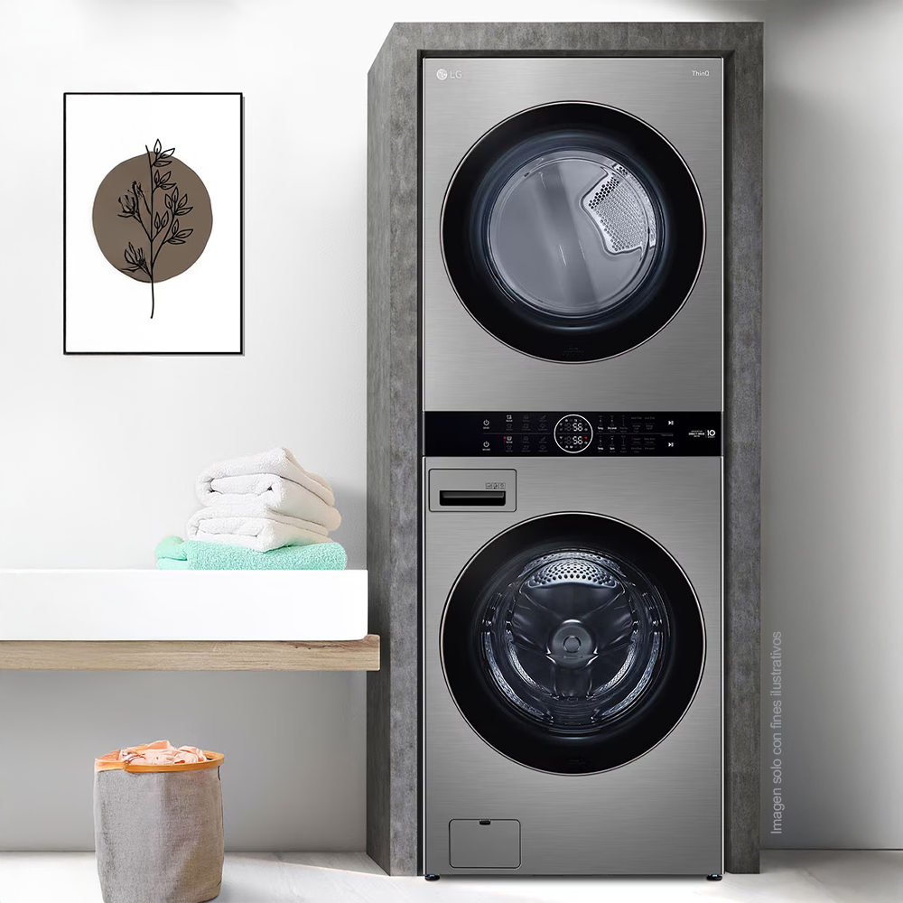 Centro de lavado a gas de 22kg WK22VS6P LG, color silver, panel central intuitivo, tecnología AI DD, lavado TurboWash 360