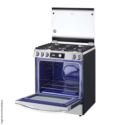 Estufa a gas 30" LRGL5841S, LG 5 quemadores horno 5.8pc Tecnología de limpieza EasyClean